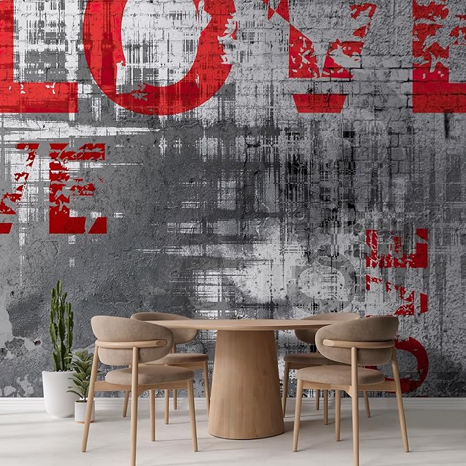 wall26 Wall Sticker/Wall Mural Love Letters Graffiti, Not Peel and Stick, Non-Woven Wallpaper Decorative for Bedroom, Living Room, Office - 120x120 inches