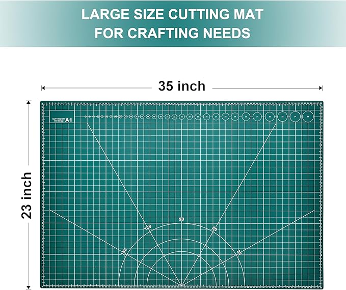 Prime Vinyl Cutting Mat, 23" x 35" Large Self Healing Sewing Mat, 5-Ply Heavy Cut Board, Rotary Cutting Mat for Crafts, Sewing Supplies and Quilting Tools