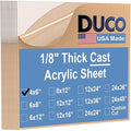 Duco USA-Made Clear Cast Acrylic Sheet 1/8 Inch Thick 4" x 6" - 12 Pack of Transparent Plexiglass Sheet - Lightweight Acrylic Board for Window Replacements, Displays, Signs, and More