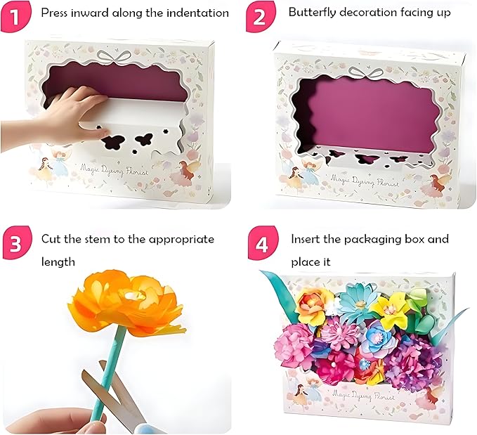 Science Craft Kit: Color Mixing & Dyeing Paper Flower Bouquet for Adults, Teens & Kids 8-12. Handmade Craft for Women's Group Activities & Stem Family Fun, Gift for Birthday Christmas, (Pink Florist)