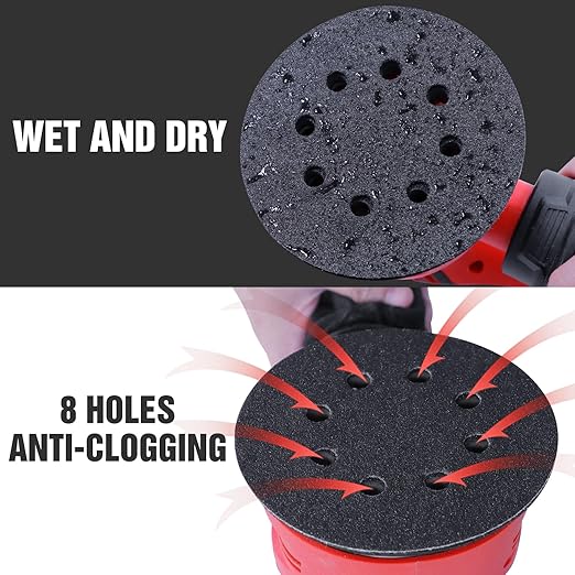100 Pcs 5 inch Wet Dry Sanding Discs Grit 1500 Hook and Loop 8 Hole Silicon Carbide Orbital Sander Sandpaper