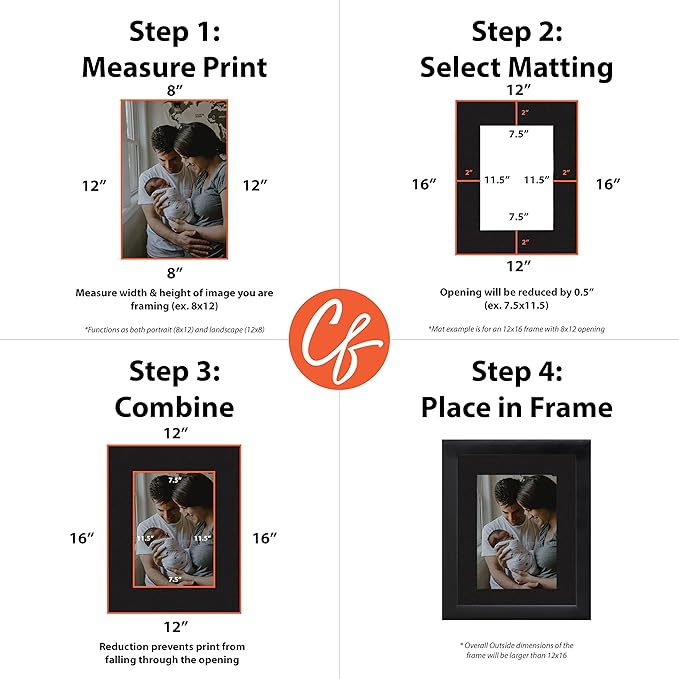 Craig Frames B221 Pre-cut Mat Board for A4 Print, 12x16, Smooth Black