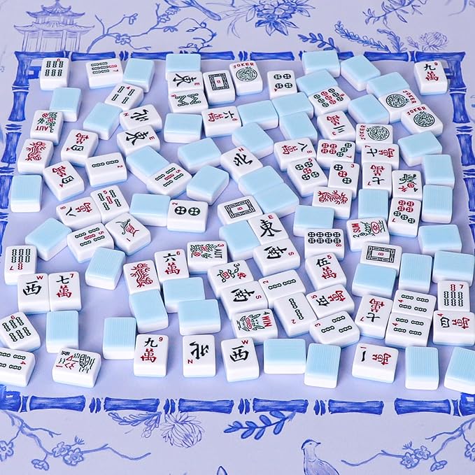 American Mahjong Tile Set with 166 Blue Back Tiles (1.2”, Tiles Only)