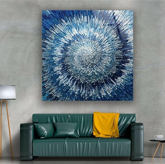 My Photostation.com 43Wx27H'' Abstract Blue Textured Glass Wall ArtTempered Glass Printing Wall Decor Large Wall Art Wall Hangings