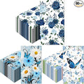 60 Pack 3 Styles Floral Napkins-Blue Party Supplies Vintage Flower Paper Napkins Tea Party Decorations for Birthday,Baby Shower, 12.9 * 15.7 inch