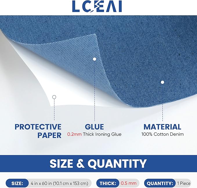 Denim Patches for Inside Jeans - Iron On Patches for Jeans - Jeans Patch for Repairing Pant Holes and Covering Imperfections, Large Size, 4 in. x 60 in.Black