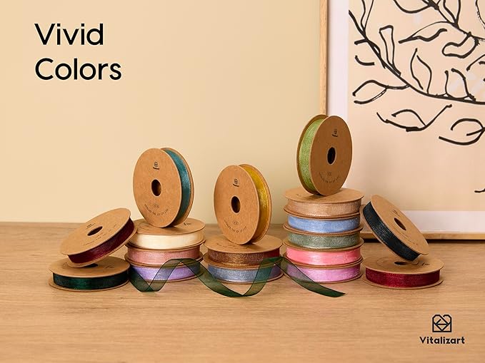 Vitalizart 3/8" x 30Yd Organza Ribbon Black Sheer Ribbons Set 10 Yd x 3 Rolls Handmade Eco-Friendly for Gift Wrapping Christmas Tree Crafts Bows Wedding Invitations Wreaths Wrap