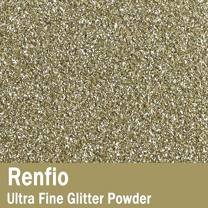 Renfio Ultra Fine Glitter Powder Metallic Resin Glitter 2.11 Oz (60g) PET Flakes Crafts Sequins 1/128" 0.008" 0.2mm Epoxy Chips Flakes for Tumblers Slime Decoration - Champagne Silver