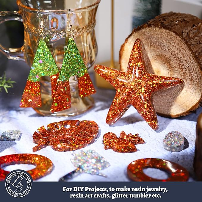 LEOBRO Brown Glitter, 160G/5.64OZ Holographic Chunky Glitter for Crafts, Resin, Body Nail Face Hair, DIY Decorations