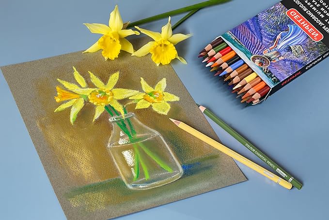 24-Color Charcoal Pencil Set – Skin Tones & Pastel Chalk Pastel Chalk Colored Pencils for Sketching, Shading & Portrait Art – Professional & Beginner Artist Kit
