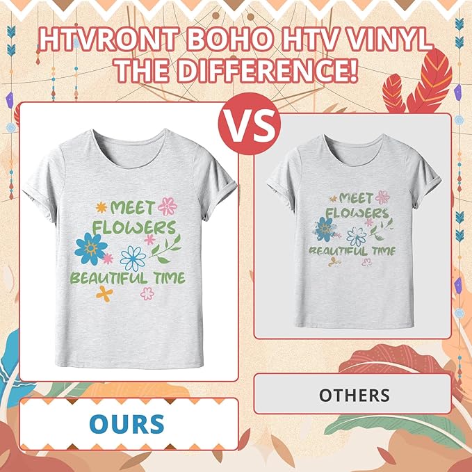 HTVRONT Boho Heat Transfer Vinyl - 23 Pack 12 x 10Inches Dark and Neutral Tone HTV Vinyl Bundle for T Shirts, Iron on Vinyl Easy to Cut & Weed for Heat Vinyl Design