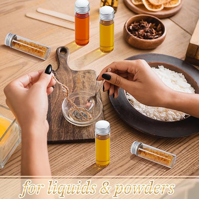 100 Pcs Small Clear Vials Spice Mini Jars with Lids Mini Glass Bottles with Screw Aluminum Metal Caps Tiny Jars Sample Containers for Powder Cream Cosmetic Jewelry Wedding (15 ml,Silver Caps)