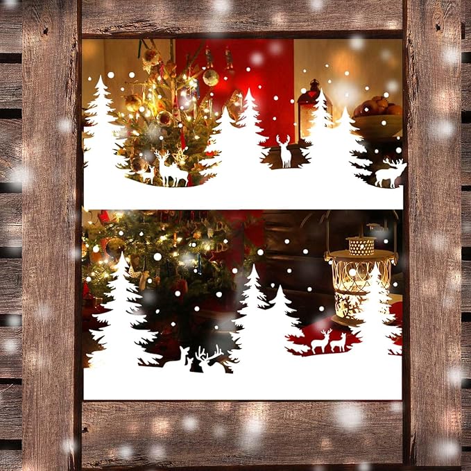 Christmas Stencils for Window Glass Large Christmas Stencils for Door Mats Forest Deer Winter Scene Holiday Stencil for Painting on Wood Doormat Fabrics Decor