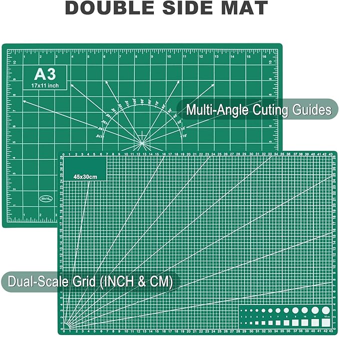 5 PCS Self Healing Cutting Mat 12" x 18": Sewing Rotary Cutting Mat for Crafts and Fabric Sewing Scrapbooking Quilting and Precision Cutting (5, Green)