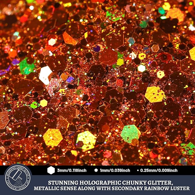 LEOBRO Brown Glitter, 160G/5.64OZ Holographic Chunky Glitter for Crafts, Resin, Body Nail Face Hair, DIY Decorations