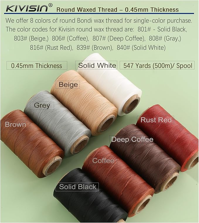 Thin Wax Polyester Thread, 0.45mm, 547 Yards, 3 Ply Round Waxed Cord Strings for Sewing, Beading, Binding, Micro Braiding, Fine Leather Craft and Micro Macrame Jewelry - Copper Color