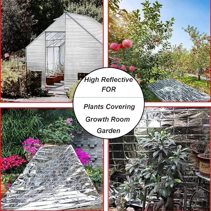 Plant Growth Mylar Films Silver Garden Greenhouse Covering Foil Sheets Space Thermal Insulation Blankets for Growth Room First Aid Marathons Survival Camping Hiking