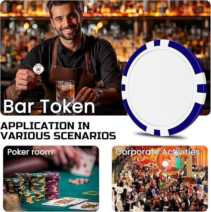 50 Custom Poker Chips, Personalized with Your own Logo, Photo or Text - 11.5g Casino Chips for Poker Gram, Tournaments, Business Card, Token
