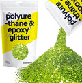 Hemway Polyurethane & Epoxy Resin Glitter 100g / 3.5oz Metallic Crystal Flake Additive for Flooring Jewelry Tumblers Glass Pigment - Extra Chunky (1/24" 0.040" 1mm) - Lime Green