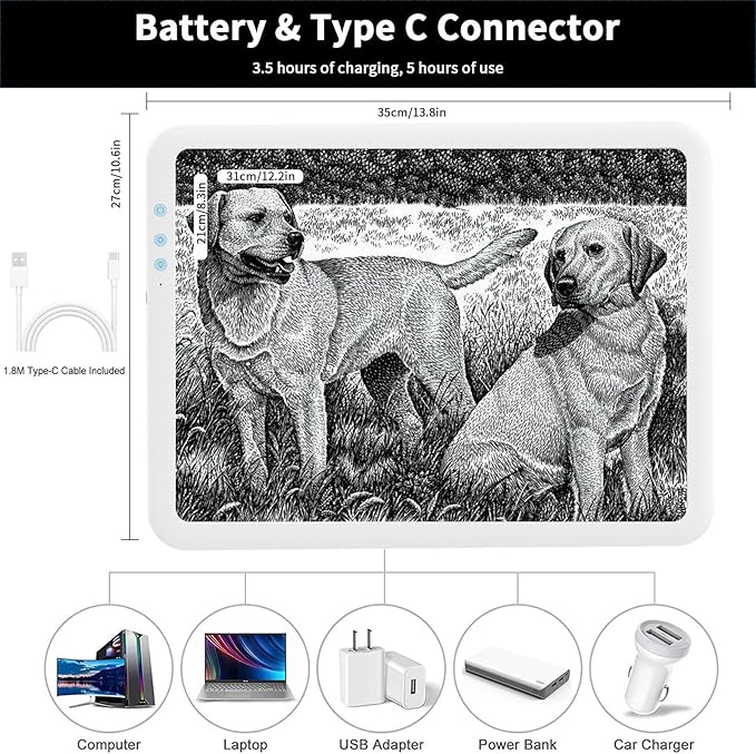 Rechargeable A4 Diamond Art Light Board,Super Bright Tracing Light Box,6 Levels Brightness with 3 Colors Mode and Stand, Wireless Tracing Pad for Diamond Painting,Weeding Vinyl,Sketching & Drawing
