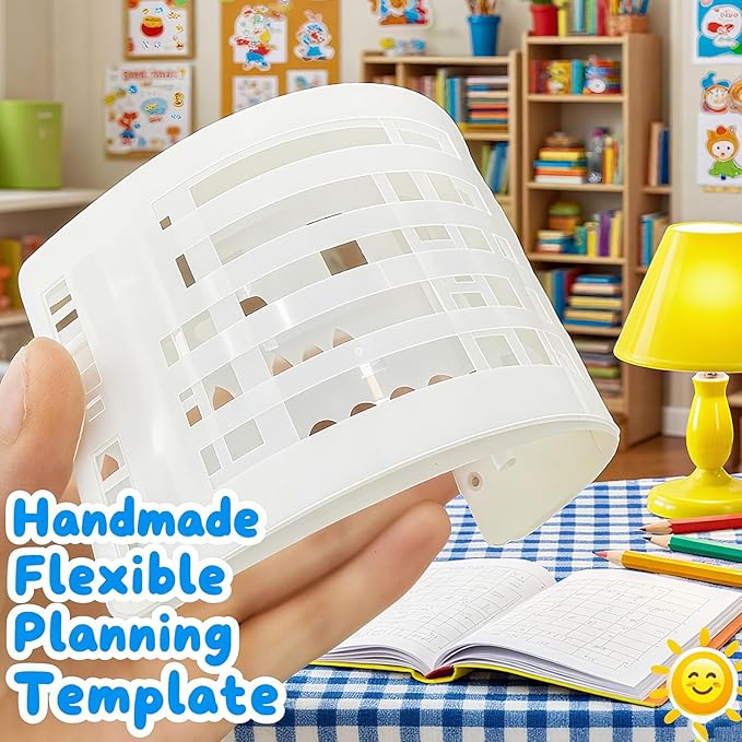 Handmade Flexible Record Template, Reusable Planner Stencils for Journaling, Calendar, Checklists, Scrapbooking & DIY Craft Supplies (B Set)