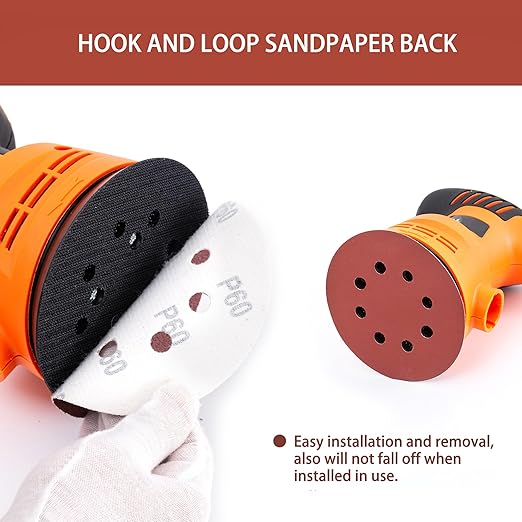 150pcs 60 Grit Sanding Discs, 5-Inch 8-Hole Sandpaper, for Woodworking or Automotive