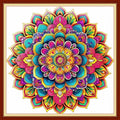 Dimensean Stamped Cross Stitch Kits Full Range of Embroidery Patterns Starter Kits for Beginners Adult or Kids DIY Cross Stitches Needlepoint Kits 11CT-Colorful Mandala 18x18 inch