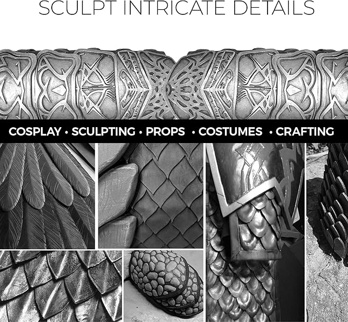 Moldable Cosplay Foam Clay (White) by Pixiss (300 Gram) Cosplay Foam Clay - High Density and Perfect for Intricate Designs | Air Dry | Great for Cutting with Knife or Rotary Tool, Sanding or Shaping