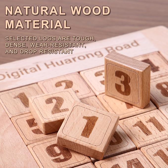 Wooden Number Sliding Puzzle，Brain Teasers Toy Tangram Slide Puzzle Game，Sequential Puzzles Board Game，Educational Toys for Kids and Adults (1-8 Samll Size)