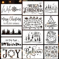 Christmas Stencils for Crafts Reusable Christmas Doormat Stencils Xmas Holiday Stencil for Painting on Wood Window Door Mats Fabrics Decor