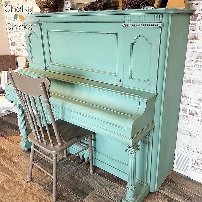 Chalky Chicks All-in-One Chalk Paint for Furniture or Cabinet - 4 Fl Oz - Matte Finish Riptide (Green Blue) for Metal, Wood Furniture Paint - No Sanding All-in-One for Home Decor & Crafts, USA Made