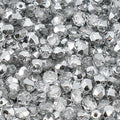 100 pcs of Faceted Fire Polished Pressed Czech Glass Beads 4mm (0.16in), Crystal Silver Aluminum Labrador 00030-27001 BCV