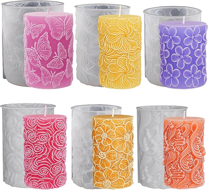 Cylinder Molds Silicone Wave Spiral Candle Mold - Silicone Resin Casting Molds for Candle & Resin & Soap Craft Supplies (cr-Petal-x5)