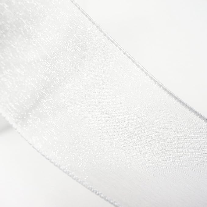 CT CRAFT LLC Sheer Organza Wired Ribbon 2.5" x 50Yards White for Wedding Chair Bow Flora Bouquet Gift Wrapping Christmas Tree Home Decor Wreath