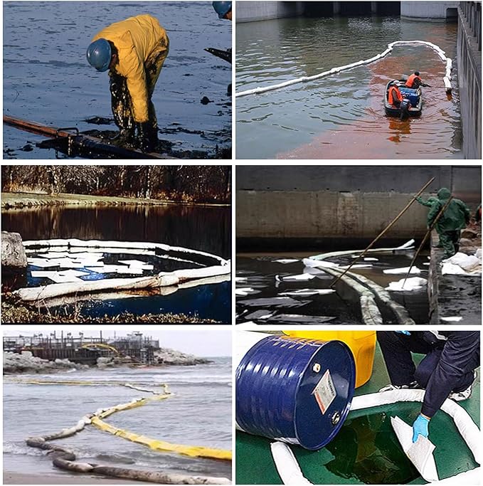 XIFENG Oil Absorbent Socks Oil Boom Soak up Oil Diesel Fuel Hydrocarbon Based Fluids, 6 Gallon (27L) Absorbency Per Sock, 5" Diameter 9.8' Length (12.7cm*3m) Clean Oil Spills(Size:Pack of 1)
