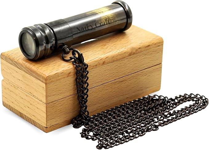 Brass Kaleidoscope with Wooden Box | Handcrafted Vintage Kaleidoscope with Optical Glass Lens & Wooden Storage Box – Collectible Gift for Kids & Adults Last Minute (Antique, Small)
