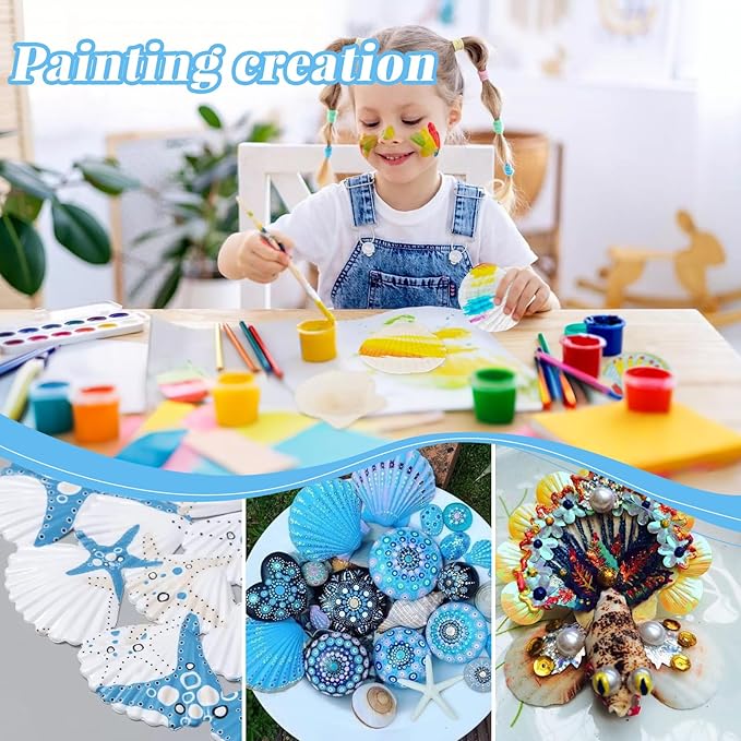 LUCKY BABY 16pcs Scallop Shells White Natural Sea Shells for Crafts 2.7-3.5 Inches Seashells for DIY Crafting Beach Wedding Home Decoration Baking (Pack of 2)