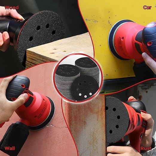 100PCS 5 inch Silicon Carbide Sanding Discs 320 Grit, Wet Dry Orbital 5 Sander Hook and Loop Sandpaper Disc, Best for Metal,Automotive,Wood Polishing