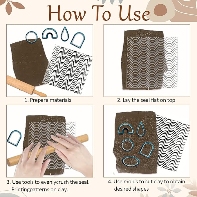 CHGCRAFT Wavy Lines Pattern Polymer Clay Texture Sheet Modern Gradient Art Lines Silicone Texture Mat for Polymer Clay Making Earrings Jewelry DIY Crafts 5.5 × 5.5 Inch