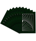 Pack of Ten Acid Free 11x14 Mats Bevel Cut for 8.5x11 Photos - Green Suede Precut Matboards With Backing Boards and Self Seal Photo Mat Bags For Pictures, Photos, Framing - 4-ply Thickness