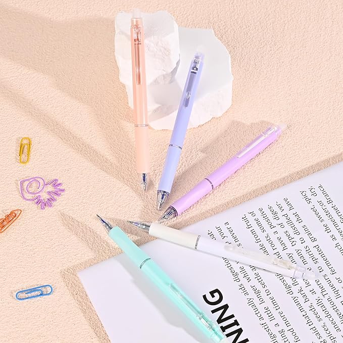 Temiary 10 Pcs Retractable Erasable Gel Pens, Fine Point 0.5 mm, Make Mistakes Disappear, Smooth Writing Gel Pen with Eraser for Journaling Note Taking Marking Planner Crossword Puzzles (Blue Ink)