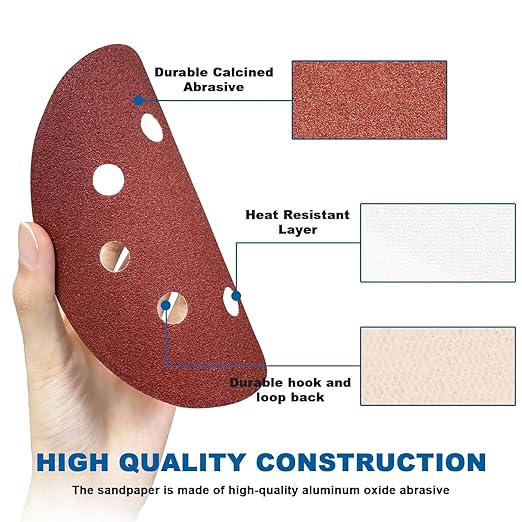 5 Inch 8 Hole Sanding Discs, 150 PCS 150 Grit Hook and Loop Sandpaper, Round Aluminum Oxide Sand Paper Discs for Random Orbital Sander