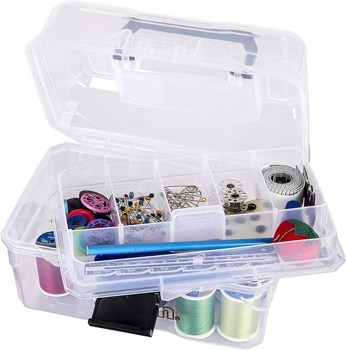 ArtBin 6890AG Small Project Box, Portable Art & Craft Organizer with Lift-Out Tray, [1] Plastic Storage Case, Clear (Pack of 6)