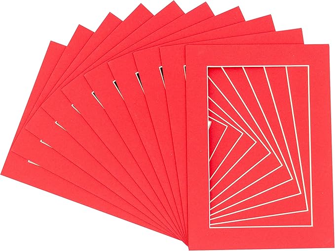 Poster Palooza Pack of TEN 11x14 Mats Bevel Cut for 8.5x11 Photos - Acid Free Cardinal Red Precut Matboards For Pictures, Photos, Framing - 4-ply Thickness