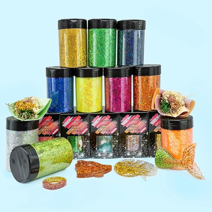 Iridescent Chunky Glitter, 5.64oz/160g Extra Fine Glitter Powder Mixed Chunky PET Flake, Holographic Sequins Bulk for Nail Art, Crafts Painting Festival Decor Slime Tumbler Candle (Purple)