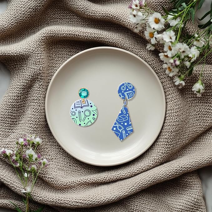 CHGCRAFT School Elements Polymer Clay Texture Sheets Seamless Pattern Books Silicone Texture Mat Modeling Pattern Pad for Jewelry and Clay Earrings Tools, 5.5x5.5 inch