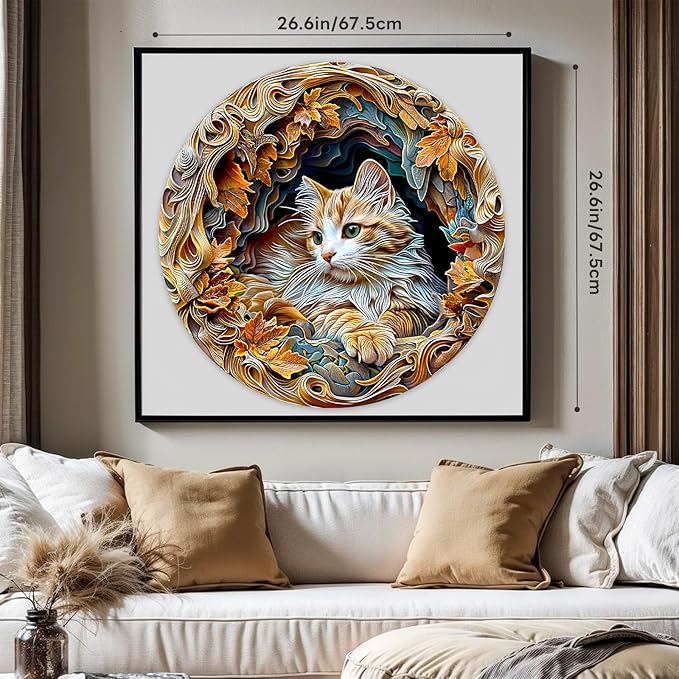 masseruon Puzzles for Adults 1000 Pieces-Cat Puzzle-26.6 * 26.6in Round Jigsaw Puzzels with HD Matte Finish-Hard Difficult Puzzel for Adult-Challenging Gift for Puzzel Lovers Home Decor
