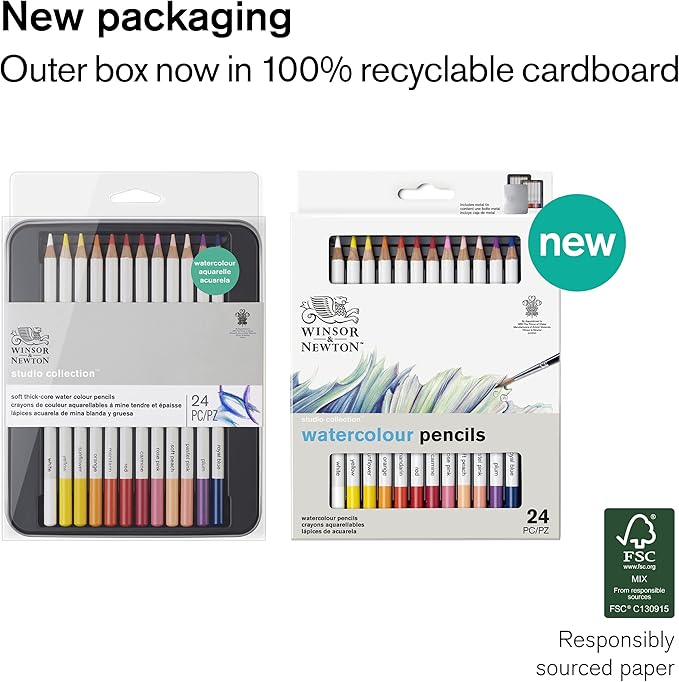 Winsor & Newton Studio Collection Artist Pencils, Watercolor Pencils, Set of 24