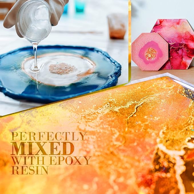 Orange Mica Powder for Epoxy Resin 56g / 2oz. Jar - Techarooz 2 Tone Resin Dye Color Pigment Powder for Lip Gloss, Nails, Colorant for Slime Bath Bombs Soap Making & Polymer Clay