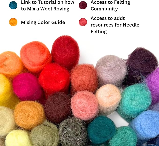 Woolbuddy Wool Carder and 24 Colors Felting Wool Kit